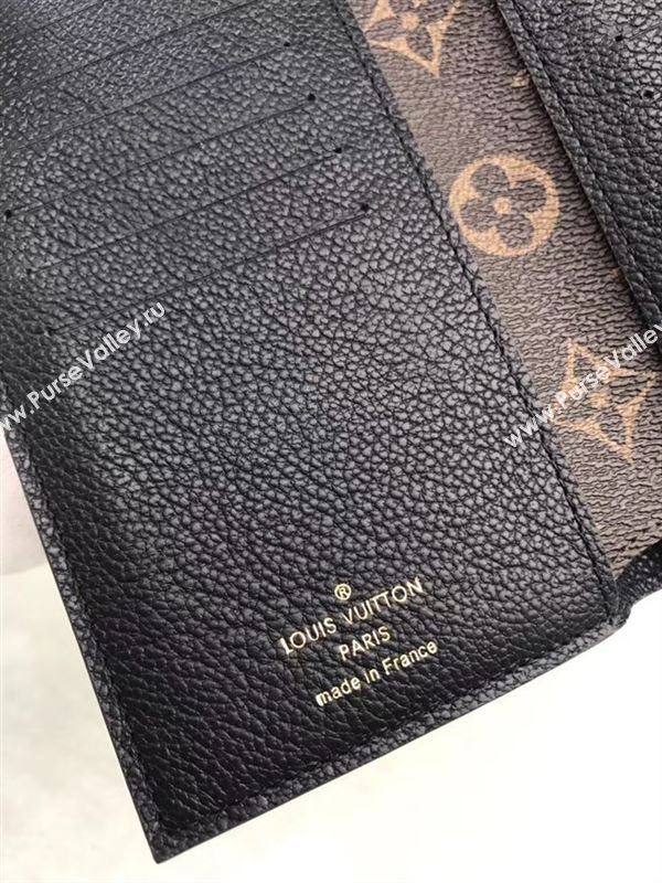 replica Louis Vuitton LV Pallas Short Wallet Monogram Purse Bag Black M60990