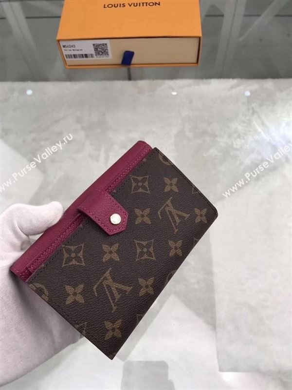 replica Louis Vuitton LV Pallas Short Wallet Monogram Purse Bag Maroon M56243