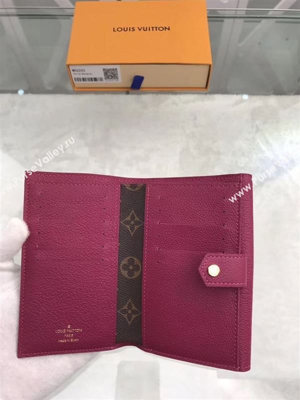 replica Louis Vuitton LV Pallas Short Wallet Monogram Purse Bag Maroon M56243