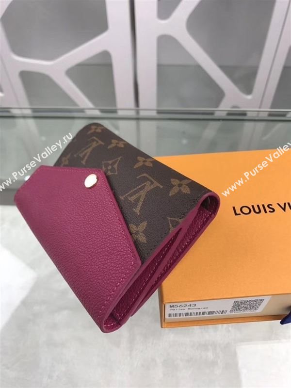 replica Louis Vuitton LV Pallas Short Wallet Monogram Purse Bag Maroon M56243