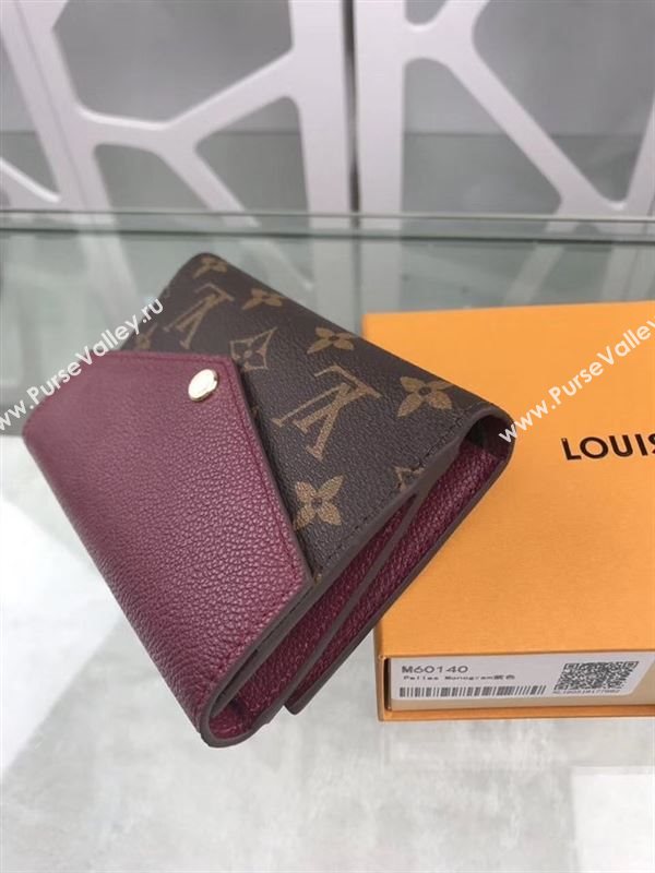 replica Louis Vuitton LV Pallas Short Wallet Monogram Purse Bag Purple M60140