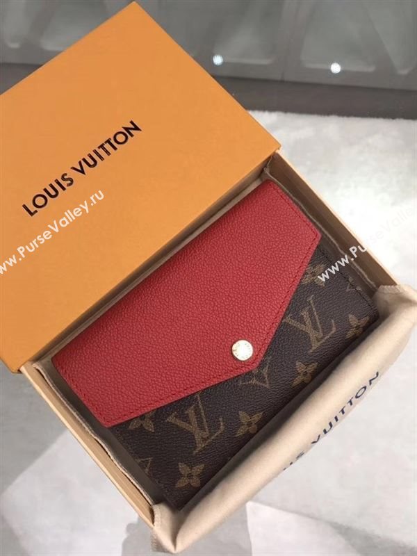 replica Louis Vuitton LV Pallas Short Wallet Monogram Purse Bag Red M60140