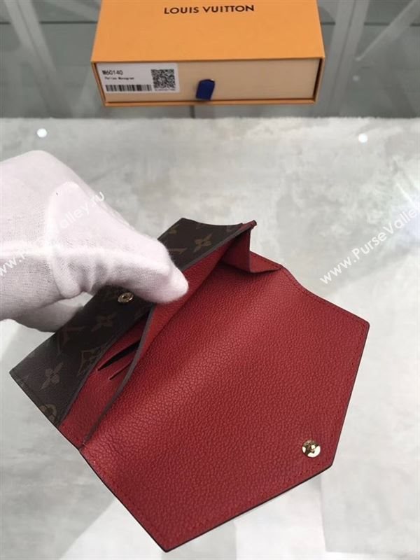 replica Louis Vuitton LV Pallas Short Wallet Monogram Purse Bag Red M60140