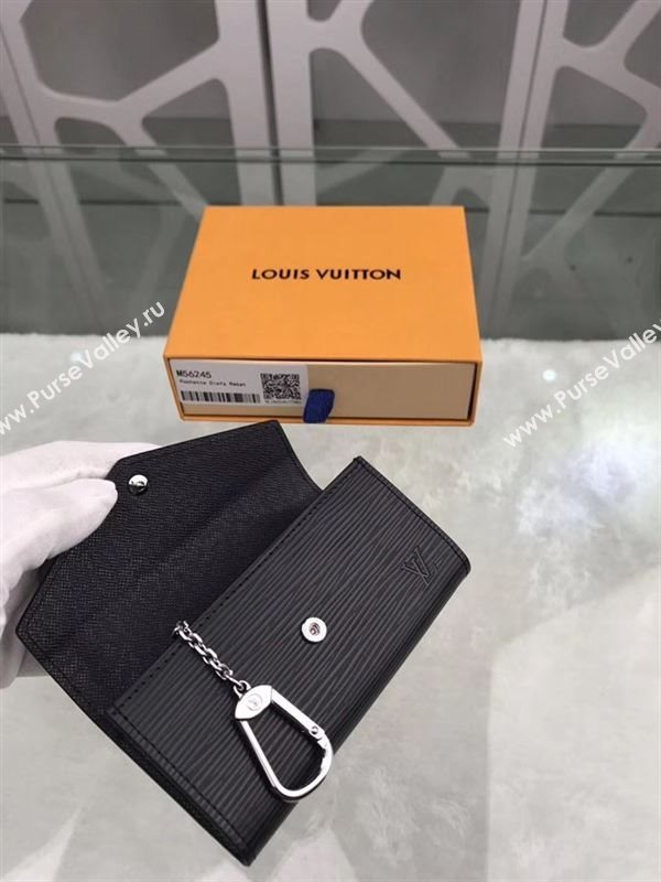 replica Louis Vuitton LV Key Pouch Wallet Epi Leather Purse Bag Black M56245