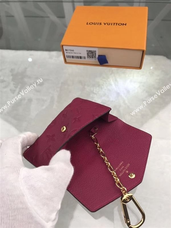 replica Louis Vuitton LV Monogram Key Pouch Wallet Real Leather Purse Bag Maroon M61566