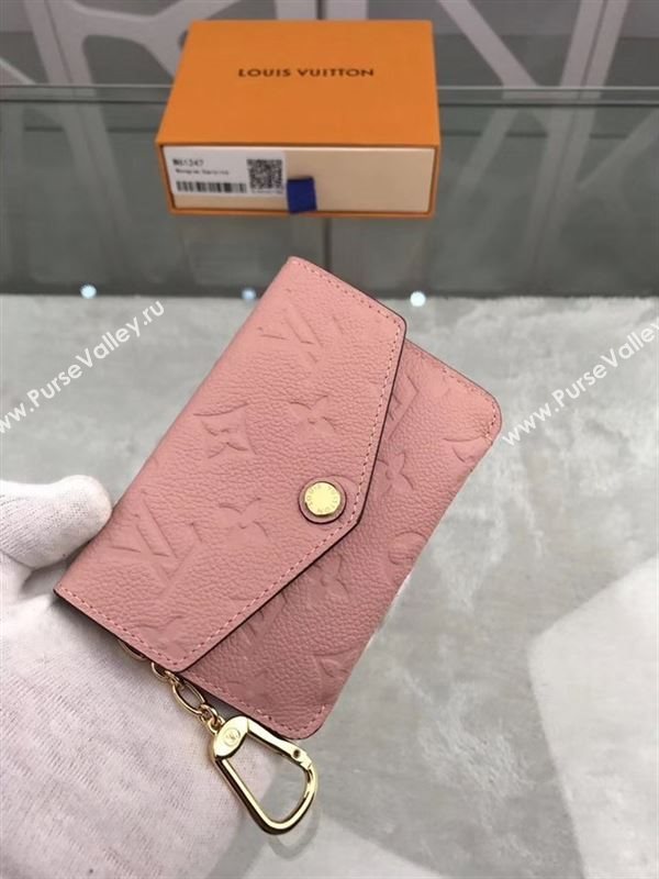 replica Louis Vuitton LV Monogram Key Pouch Wallet Real Leather Purse Bag Pink M61247