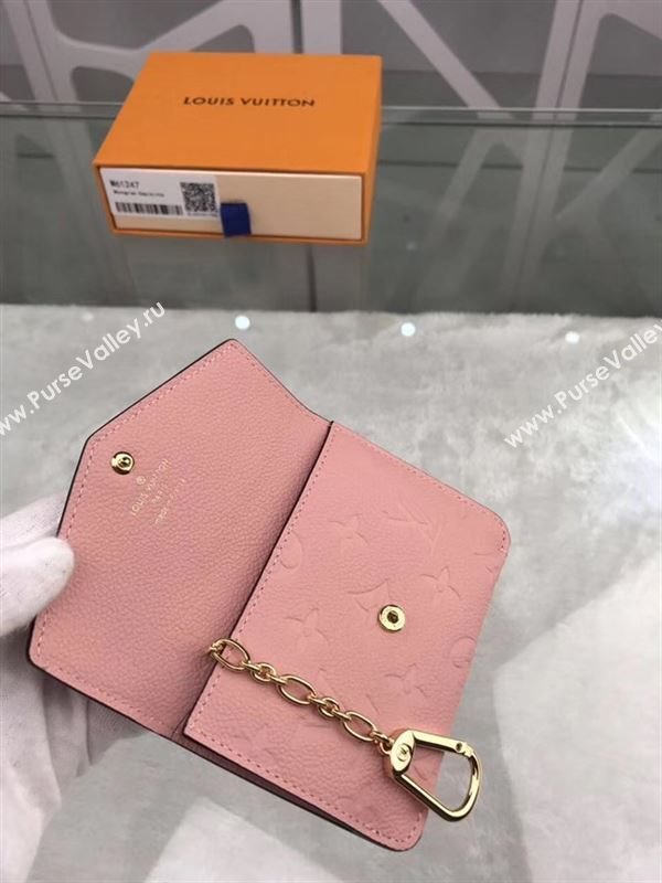 replica Louis Vuitton LV Monogram Key Pouch Wallet Real Leather Purse Bag Pink M61247