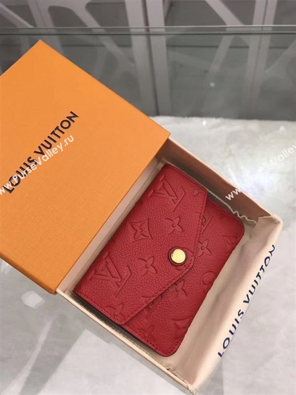 replica Louis Vuitton LV Monogram Key Pouch Wallet Real Leather Purse Bag Red M60634
