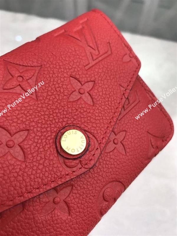 replica Louis Vuitton LV Monogram Key Pouch Wallet Real Leather Purse Bag Red M60634