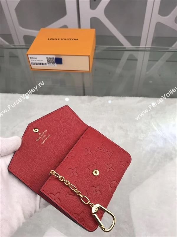 replica Louis Vuitton LV Monogram Key Pouch Wallet Real Leather Purse Bag Red M60634