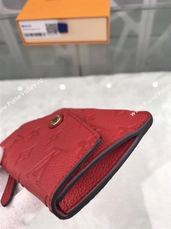 replica Louis Vuitton LV Monogram Key Pouch Wallet Real Leather Purse Bag Red M60634