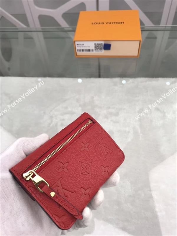 replica Louis Vuitton LV Monogram Key Pouch Wallet Real Leather Purse Bag Red M60634
