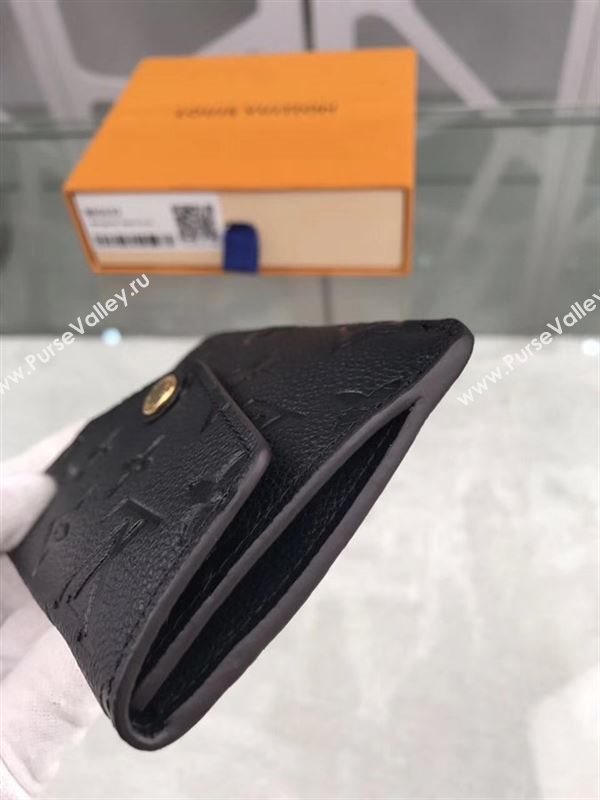 replica Louis Vuitton LV Monogram Key Pouch Wallet Real Leather Purse Bag Black M60633