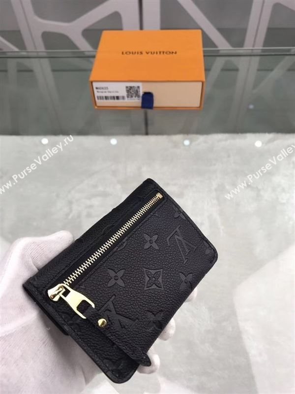 replica Louis Vuitton LV Monogram Key Pouch Wallet Real Leather Purse Bag Black M60633