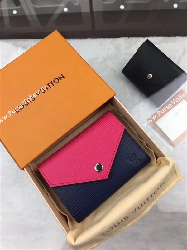replica Louis Vuitton LV Victorine Epi Leather Wallet Purse Bag Navy and Pink M62204