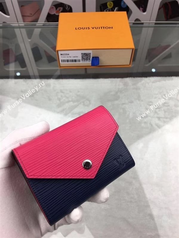 replica Louis Vuitton LV Victorine Epi Leather Wallet Purse Bag Navy and Pink M62204