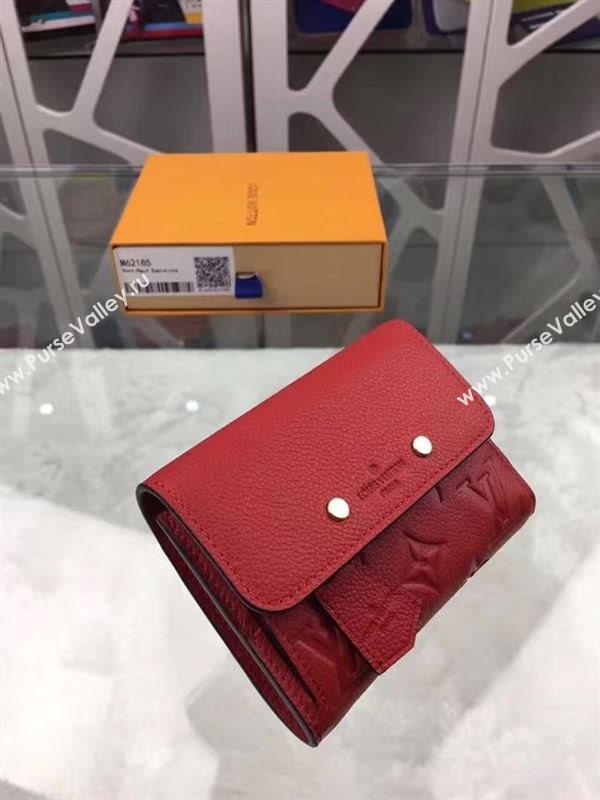 replica Louis Vuitton LV Pont-Neuf Compact Wallet Cowhide Leather Purse Bag Red M62185