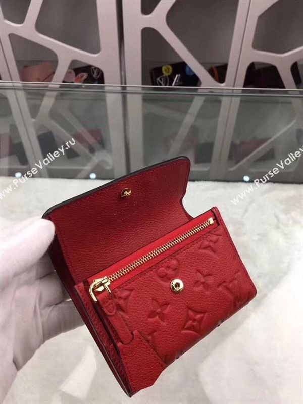 replica Louis Vuitton LV Pont-Neuf Compact Wallet Cowhide Leather Purse Bag Red M62185