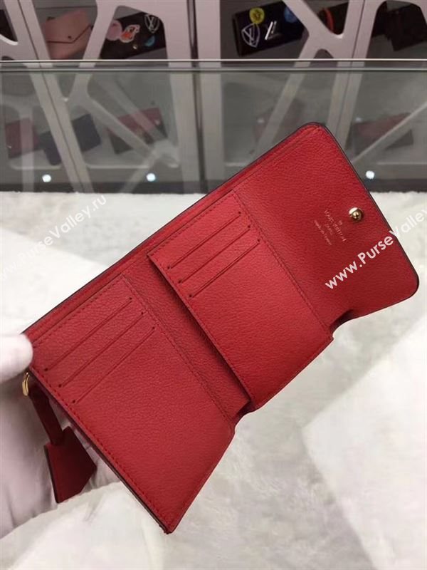 replica Louis Vuitton LV Pont-Neuf Compact Wallet Cowhide Leather Purse Bag Red M62185