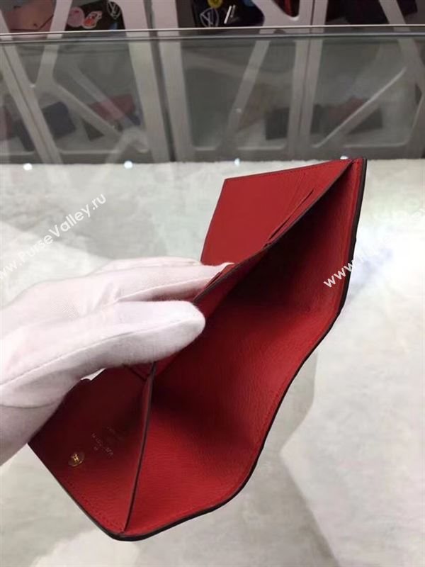 replica Louis Vuitton LV Pont-Neuf Compact Wallet Cowhide Leather Purse Bag Red M62185