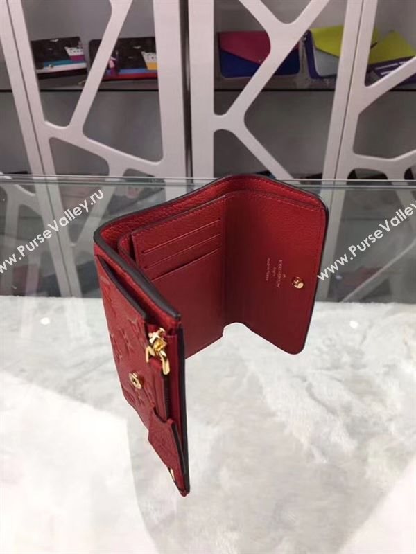 replica Louis Vuitton LV Pont-Neuf Compact Wallet Cowhide Leather Purse Bag Red M62185