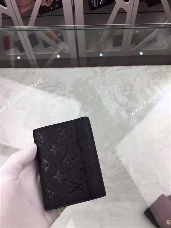 replica Louis Vuitton LV Pont-Neuf Compact Wallet Cowhide Leather Purse Bag Black M62184