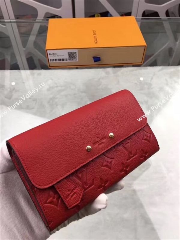 replica Louis Vuitton LV Pont-Neuf Wallet Monogram Cowhide Leather Purse Bag Red M61831