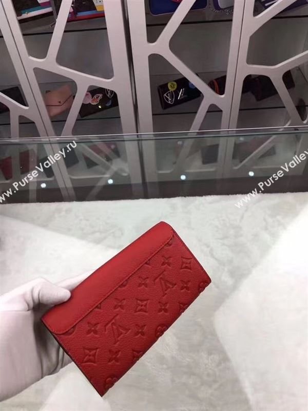 replica Louis Vuitton LV Pont-Neuf Wallet Monogram Cowhide Leather Purse Bag Red M61831