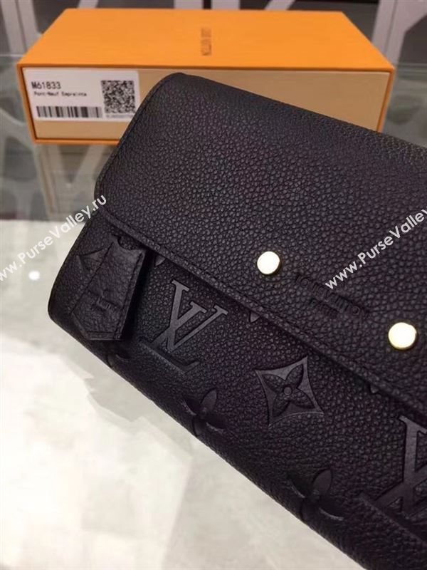 replica Louis Vuitton LV Pont-Neuf Wallet Monogram Cowhide Leather Purse Bag Black M61833