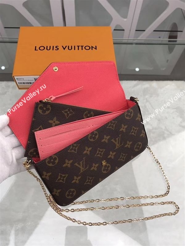 replica Louis Vuitton LV Pochette Felicie Wallet Bag Monogram Love Birds Chain Purse Rose M62416