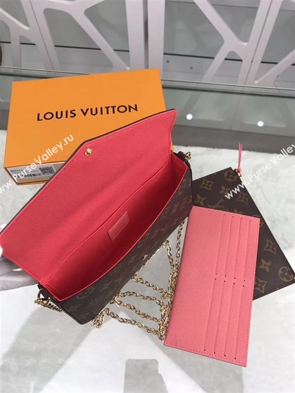 replica Louis Vuitton LV Pochette Felicie Wallet Bag Monogram Love Birds Chain Purse Rose M62416