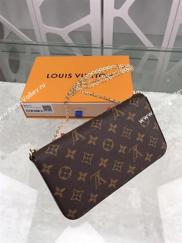 replica Louis Vuitton LV Pochette Felicie Wallet Bag Monogram Love Birds Chain Purse Rose M62416