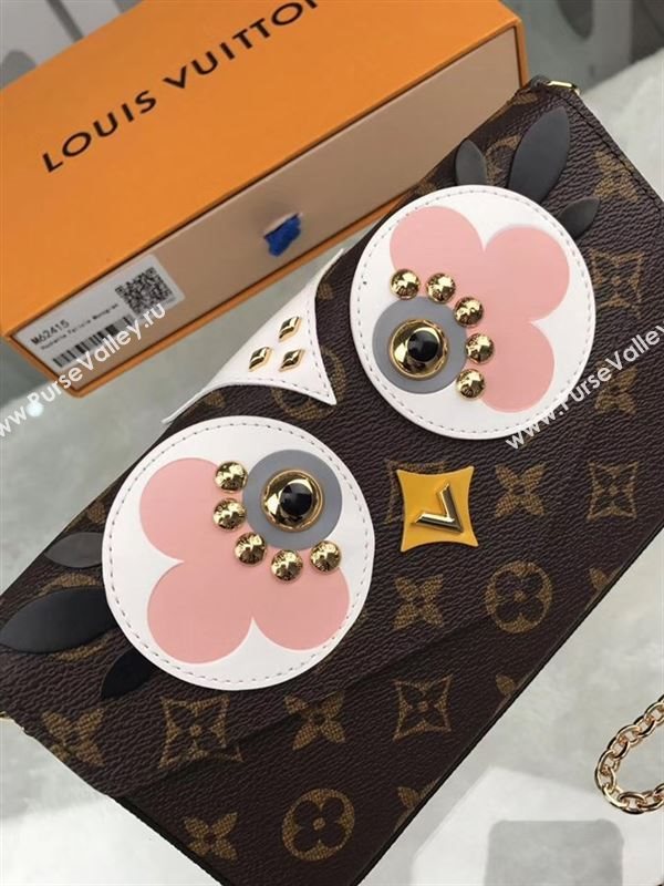 replica Louis Vuitton LV Pochette Felicie Wallet Bag Monogram Love Birds Chain Purse Pink M62415