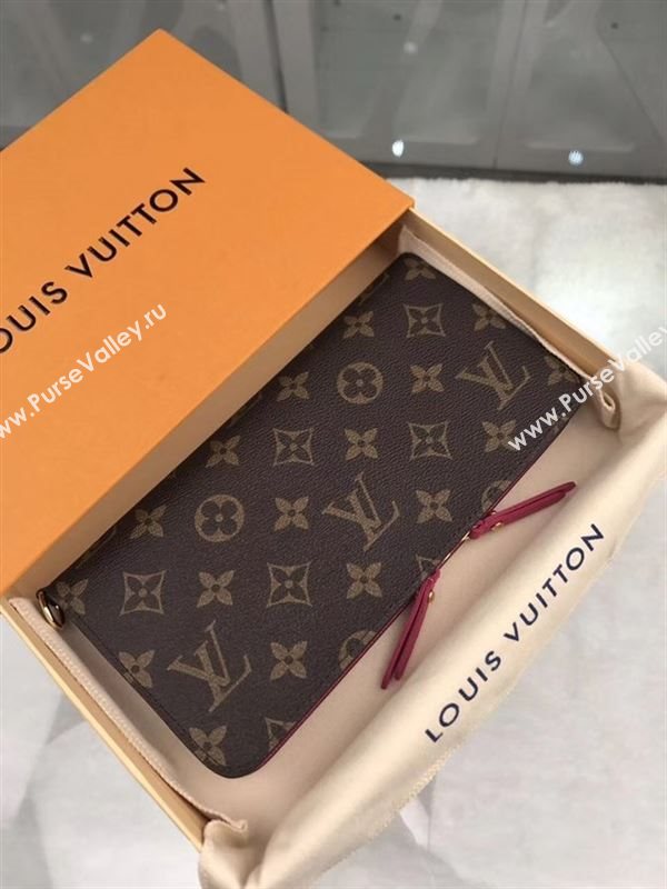 replica Louis Vuitton LV Monogram Double Zippy Wallet Purse Bag Rose M66701