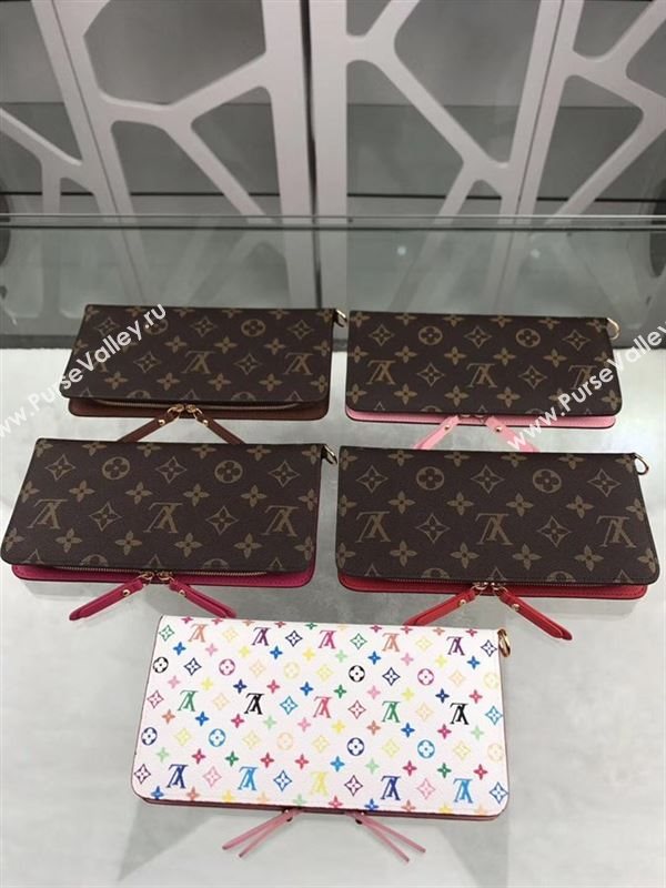 replica Louis Vuitton LV Monogram Double Zippy Wallet Purse Bag Rose M66701