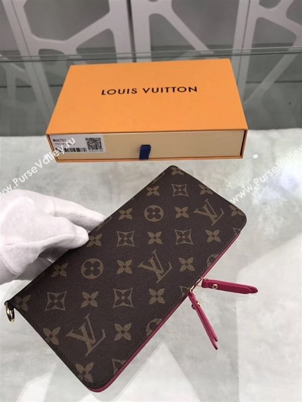 replica Louis Vuitton LV Monogram Double Zippy Wallet Purse Bag Rose M66701