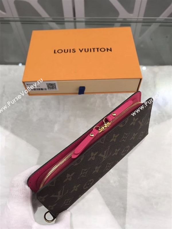 replica Louis Vuitton LV Monogram Double Zippy Wallet Purse Bag Rose M66701