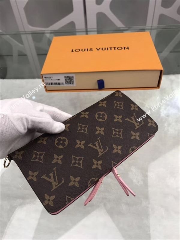 replica Louis Vuitton LV Monogram Double Zippy Wallet Purse Bag Pink M66567