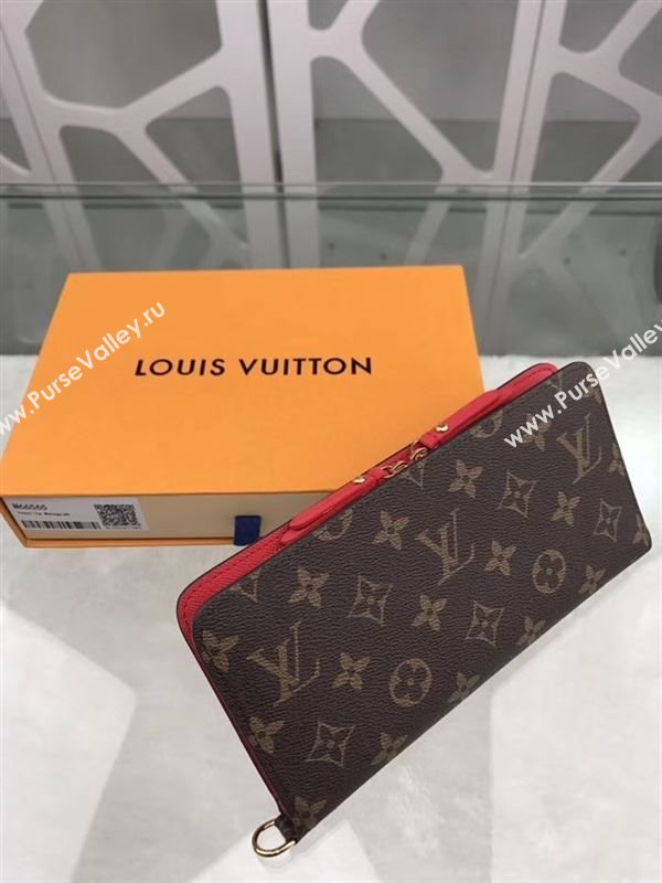 replica Louis Vuitton LV Monogram Double Zippy Wallet Purse Bag Red M66565