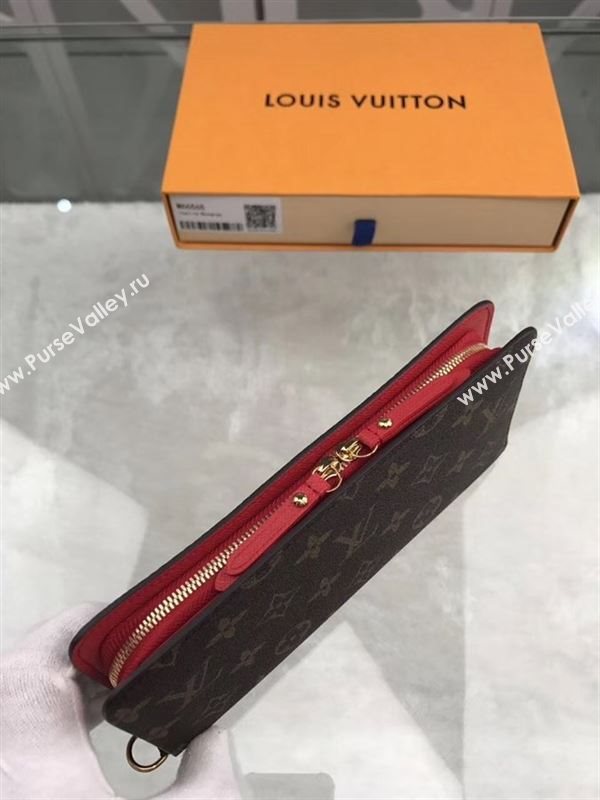 replica Louis Vuitton LV Monogram Double Zippy Wallet Purse Bag Red M66565