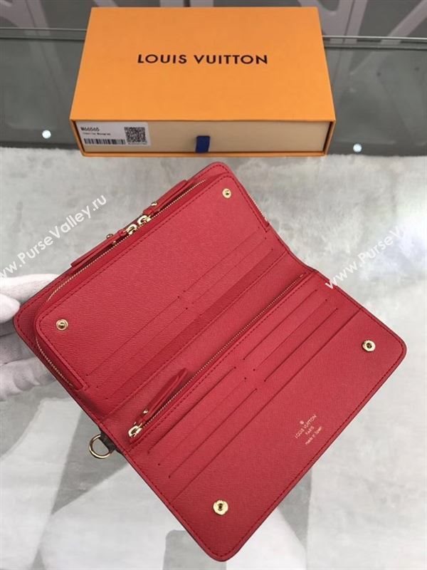 replica Louis Vuitton LV Monogram Double Zippy Wallet Purse Bag Red M66565