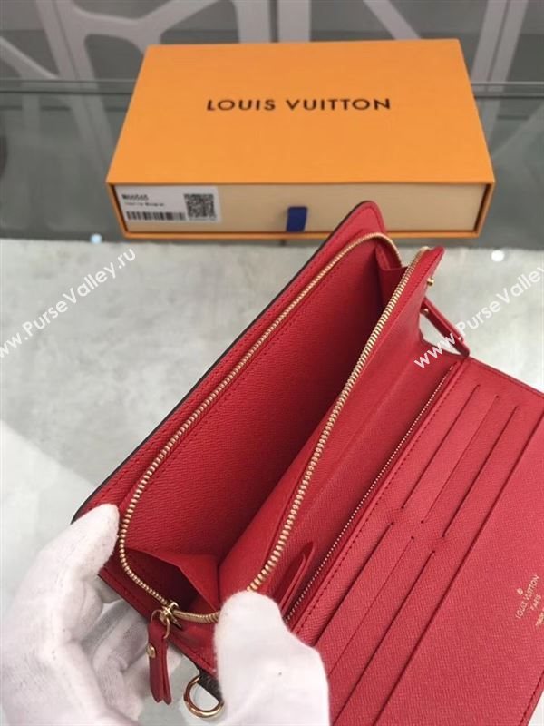 replica Louis Vuitton LV Monogram Double Zippy Wallet Purse Bag Red M66565