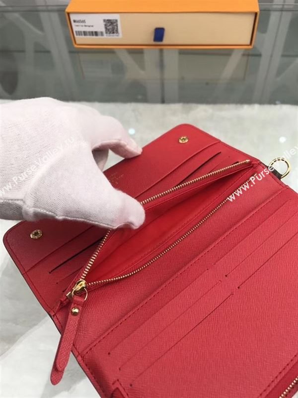 replica Louis Vuitton LV Monogram Double Zippy Wallet Purse Bag Red M66565
