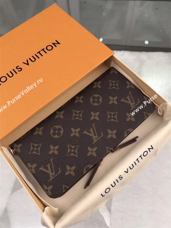 replica Louis Vuitton LV Monogram Double Zippy Wallet Purse Bag Brown M60042