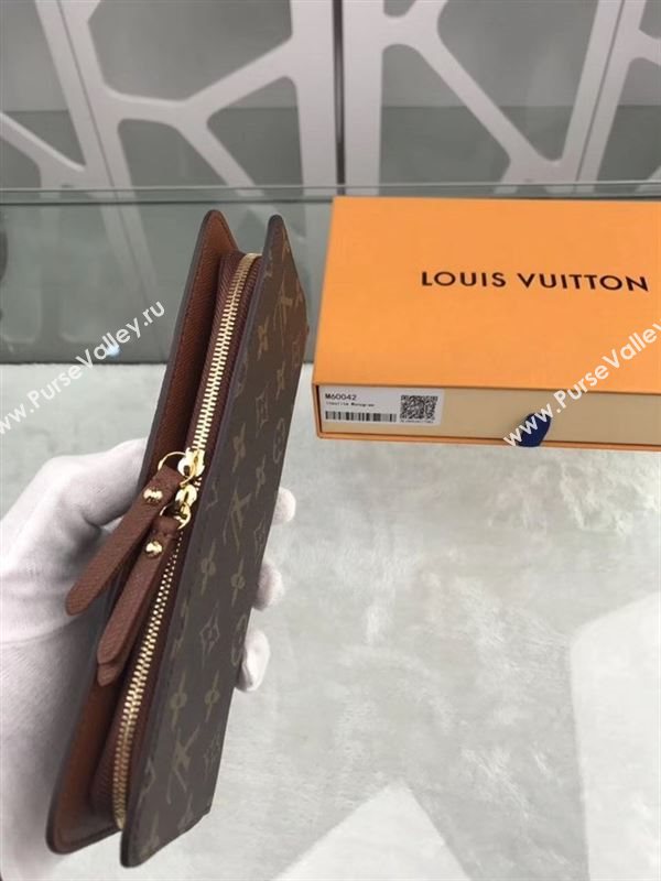 replica Louis Vuitton LV Monogram Double Zippy Wallet Purse Bag Brown M60042