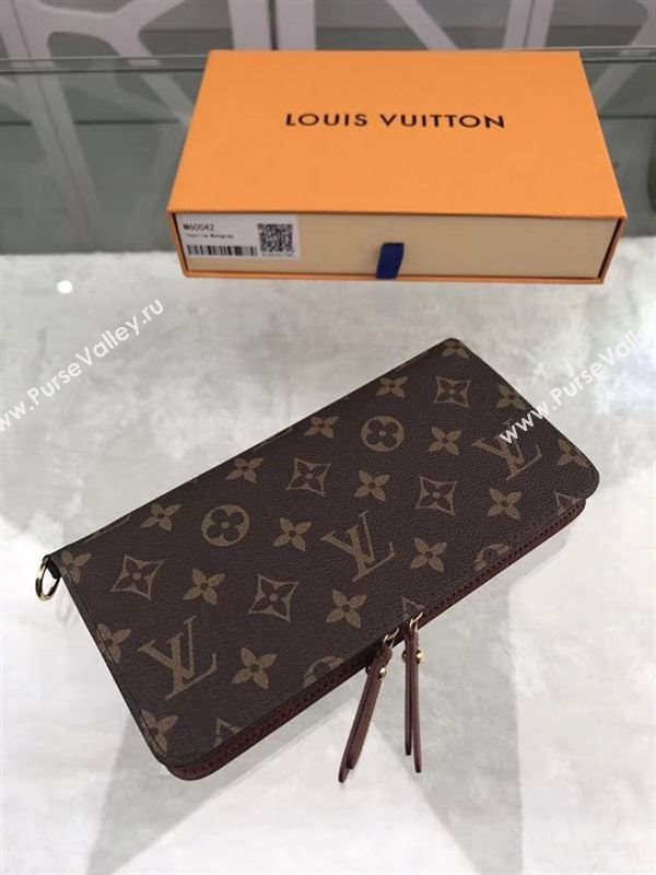 replica Louis Vuitton LV Monogram Double Zippy Wallet Purse Bag Brown M60042