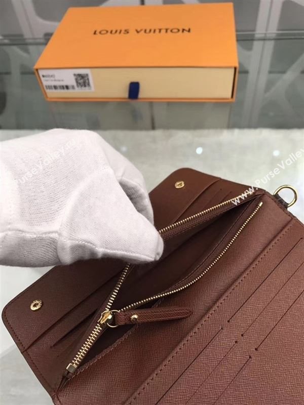replica Louis Vuitton LV Monogram Double Zippy Wallet Purse Bag Brown M60042