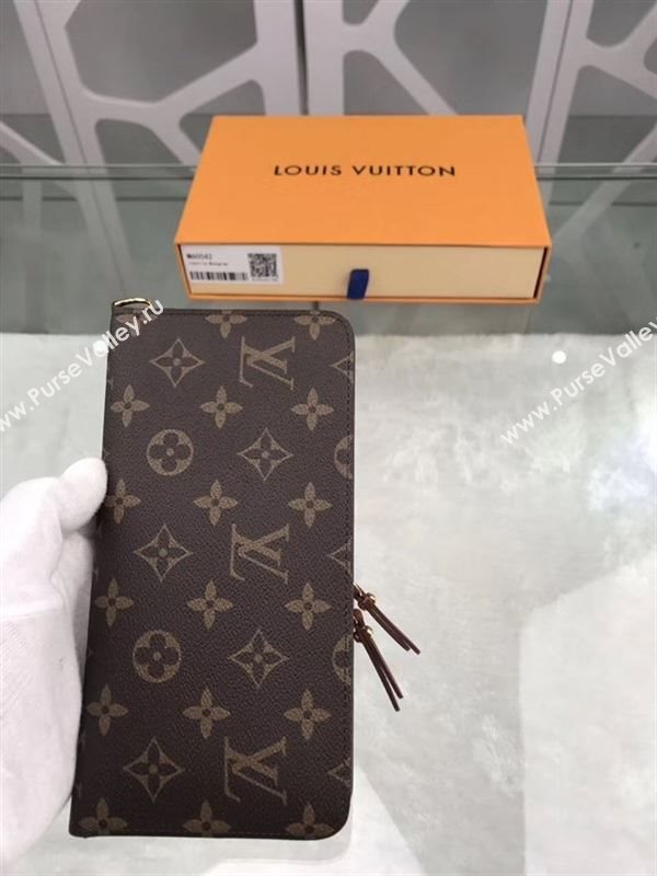 replica Louis Vuitton LV Monogram Double Zippy Wallet Purse Bag Brown M60042