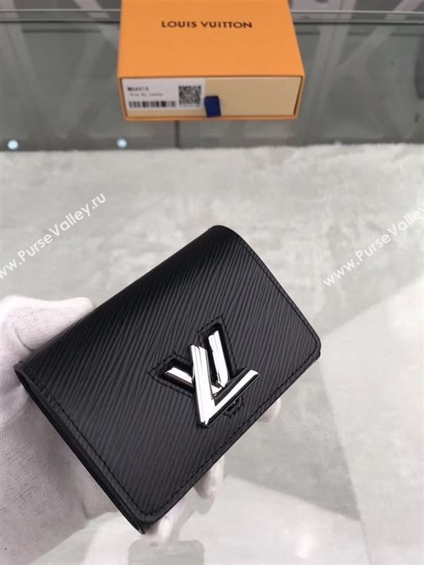 replica Louis Vuitton LV Twist Compact Wallet Epi Leather Purse Bag Black M64414