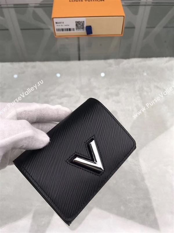 replica Louis Vuitton LV Twist Compact Wallet Epi Leather Purse Bag Black M64414